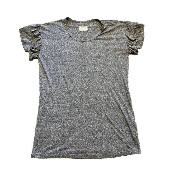 Current/Elliott Women 2 Medium Dress Ruffle Roadie T-shirt Heathered Gray - Picture 2 of 7